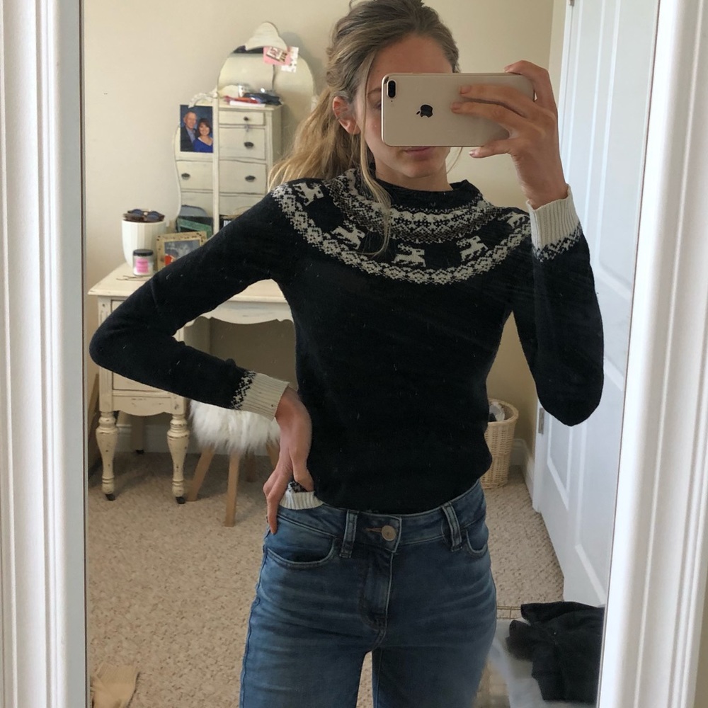 J. Crew Black Lambs Wool Winter Sweater